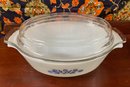 Vintage Oblong Blue Daisy Casserole W/ Lid By Fire King - Anchor Hocking