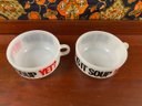 Pair Of Vintage Glasbake Is It Soup Yet? Soup Mugs
