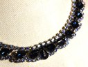 Fine Vintage Blue Dual Color Rhinestone Choker Necklace 15'