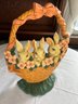 Easter Bunny Basket Painted Cast Iron Doorstop
