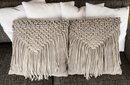 Lot Of  Mixed Decorative Pillows- Macrame And Faux Suede