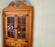 Federal Style Corner Hutch With Glass Doors, Drawer And Cabinet Storage