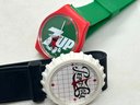 Pair Of Vintage 7-up And Pepsi-cola Wristwatches