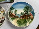 Trio Of Vintage Country Scene Western German Plates