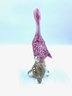 Stunning Herend Style Pink Art Glass Figural Bird On Perch