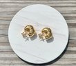 Pair Of Rope Decorated 18k Italian Gold Earrings With Omega Back 3.7 DWT
