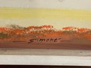 An Original Vintage Mid Century Oil On Board Landscape, Large Desert Scene, Signed Simone