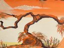 An Original Vintage Mid Century Oil On Board Landscape, Large Desert Scene, Signed Simone