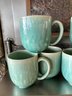 Green Teacup And Demitasse Set - Made In France