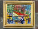 A Vintage Oil On Canvas - Parisian Street Scene, Brasserie Lipp, Signed