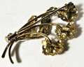 Silver And Diamond And Pearl Continental Gold Over Sterling Floral Spray Brooch