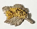 Sterling Silver And High Karat Gold Brooch Leaf Form