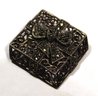 Contemporary Sterling Silver Marcasite 'gift Box' Shaped Brooch