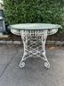 A 1920's Wrought Iron Garden Bistro Table With New Glass Top - Restored