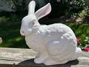 Vintage Unmarked Ceramic Sitting Bunny Pink Eyes 7' X 8'  No Issues