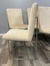 Set Of 6 Mid Century Style White Fabric Dining Chairs With Chrome Frames