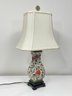 An Asian Ceramic Table Lamp On Rose Wood Base