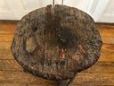 Hand Crafted Rustic Side Table With Tree Branches & Antique Wood Stool