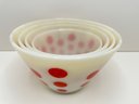 Set 4 Vintage Fire King Red Dot Mixing Bowls