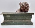 Vintage Set Bronze Lion Bookends On Metal Bases