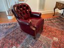 Hancock & Moore Tufted Back Oxblood Leather Chair With Nailhead Trim.