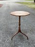 An Antique Mahogany Wine Or Candle Table With Inlaid Marquetry Octagonal Top
