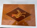 A Vintage Mahogany Side Table With Inlaid Marquetry Rooster On Top