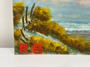 An Original Vintage Oil On Board, Beach Scene, Initialed RB