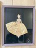 Four Vintage Fabric Embellished Paper Dolls, Framed