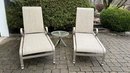Pair Of Tropitone Sling Lounger Chairs And Cocktail Table