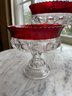 Four Vintage Ruby Crystal Glass Service Pieces.