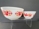 Set Of 2 Vintage Pyrex FRIENDSHIP Mixing Bowls GREAT GRAPHICS! NO Issues!