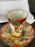 GORGEOUS Japanese Chocolate Pot, 3 Cups & Saucers,  Gold Detail- Signed In Red On Base