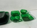 Gorgeous 1960's Green Glass Dinner And Luncheon Service For 4