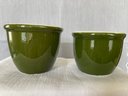 Set Of 2 Hall Forest Green Custard Cups Gorgeous Color Excellent Condition