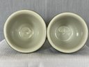 Set Of 2 Hall Forest Green Custard Cups Gorgeous Color Excellent Condition