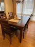 Dining Table  W/ 6 Leather Cushioned Chairs, With Matching Leather Cushioned Bench