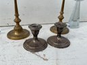 Vintage Candlesticks - Brass, Glass, And Weighted Sterling Silver