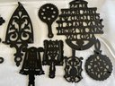 Lot Of 12 Vintage Cast Iron Trivets: 5 Marked, 7 Unmarked