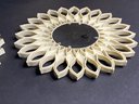 Vintage Style Flower Mirrors In White & Gold Plastic, Set Of Five