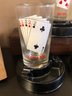 Vintage Poker Glasses With Coasters With Built In Ashtrays By Kress - Original Box