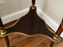 Vintage French Louis XVI Clover Shaped Gold Leaf Accent Table With Brass Trim And Feet