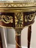 Vintage French Louis XVI Clover Shaped Gold Leaf Accent Table With Brass Trim And Feet