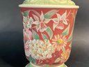 A Pretty Ceramic Urn With Lid, Floral Motif