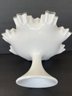 Fenton Silver Crest Footed Ruffled Edge Bowl/compote Unmarked