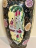 Black And Floral Asian Woman Vase