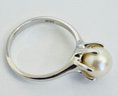 BEAUTIFUL 14K WHITE GOLD 7.1 MM PEARL RING