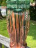1901 Roseville  Majolica Blended Art Pottery Green Iris Umbrella Stand 20' X 9.75' ( READ DESCRIPTION)