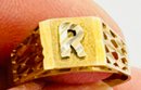 10K GOLD BRIGHT CUT SIGNET RING WITH LETTER R ON TOP