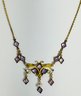 ABSOLUTELY GORGEOUS VINTAGE 12K GOLD-FILLED AMETHYST GLASS DANGLE NECKLACE